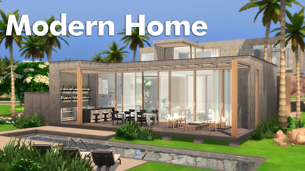 Modern Home | Stop Motion build | The Sims 4 | NO CC - YouTube