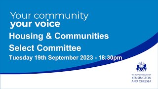 Housing and Communities Select Committee - September 19th 2023