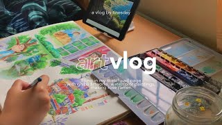 chill art vlog 🎨🌿 watercolor art, painting studio ghibli scenes & making rose ramen 🍜