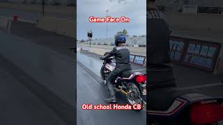 Shes Got Her Game Face On Aboard An Old School Honda Cb Drag Bike