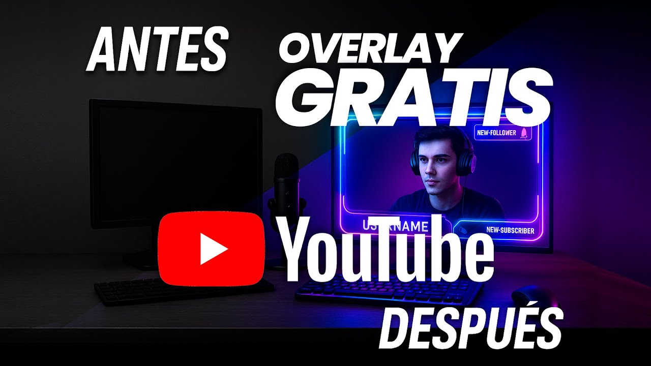 El MEJOR Overlay para YouTube 🔴 GRATIS y Profesional [2025] | Pack Animado "Neon Clean"