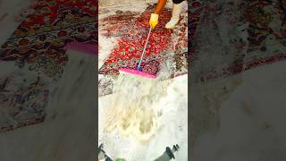 Membersihkan karpet/mencuci permadani indah di rumah dengan memuaskan.