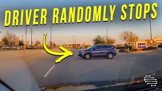 Driver Tries Crossing Road Without Looking Then Stops in Front of Another