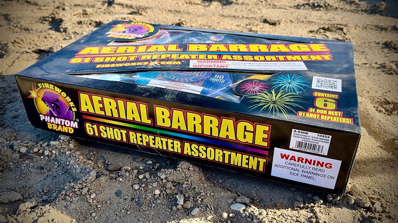 $200 AERIAL BARRAGE 61 SHOT REPEATER ASSORTMENT- PHANTOM FIREWORKS