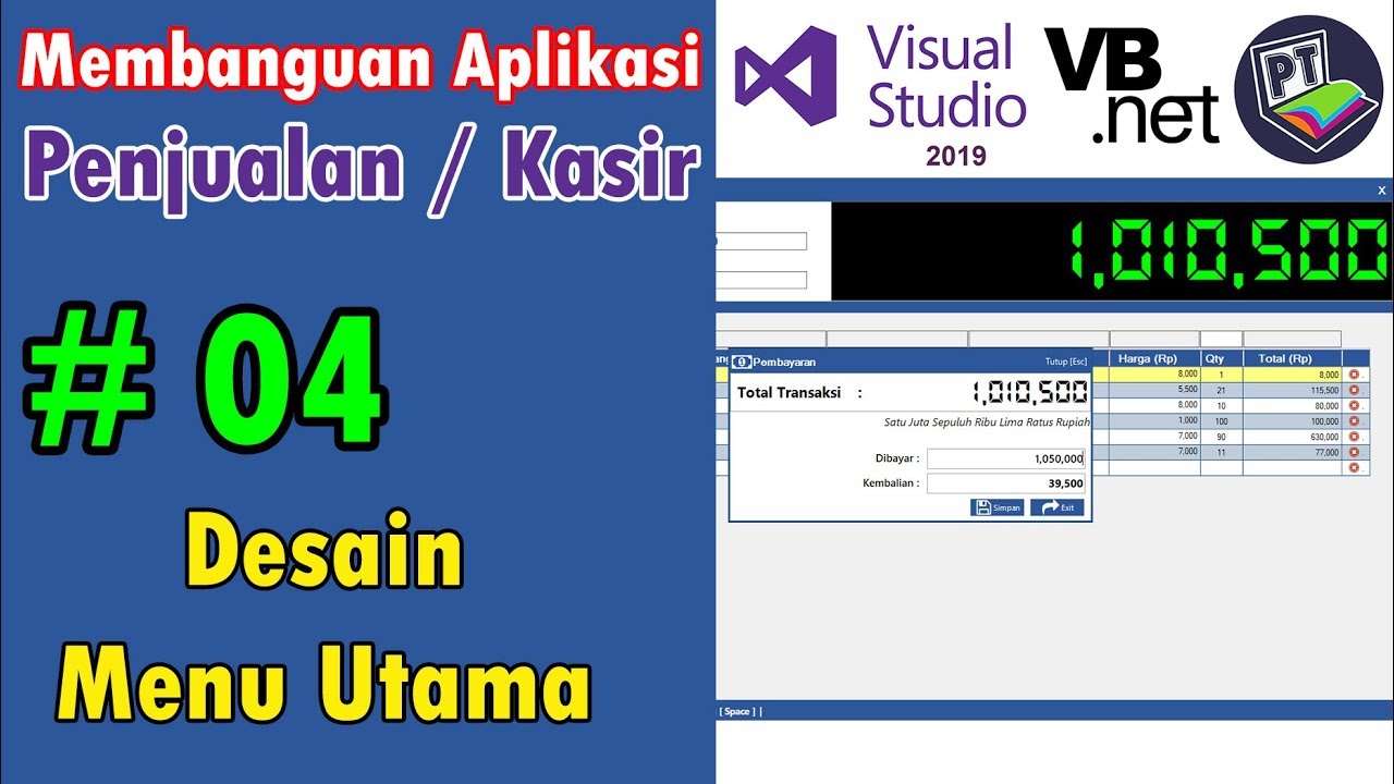 04 Aplikasi  Penjualan VB Net Membuat Desain  Form Menu  