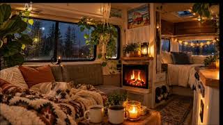 Cozy RV Fireplace & Rain Sounds 🔥🌧️ | 2 Hours of Relaxing Ambience