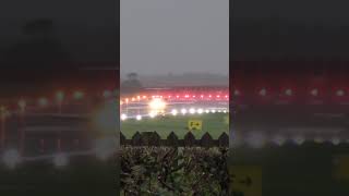 Loganair Embraer Skids on Wet Runway @ Newcastle airport Storm Amy Arrival )G-SAJN LOG840P) #shorts