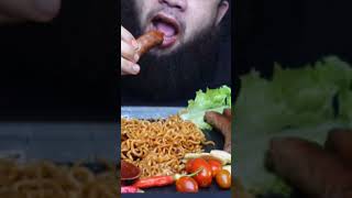 Mukbang Spicy Noodle and Sausage  #food #yummy #asmr #mukbang #delicious #bangkrow #shorts