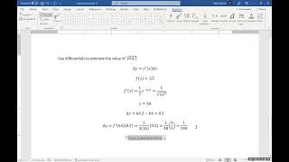 Estimating a value using Differentials