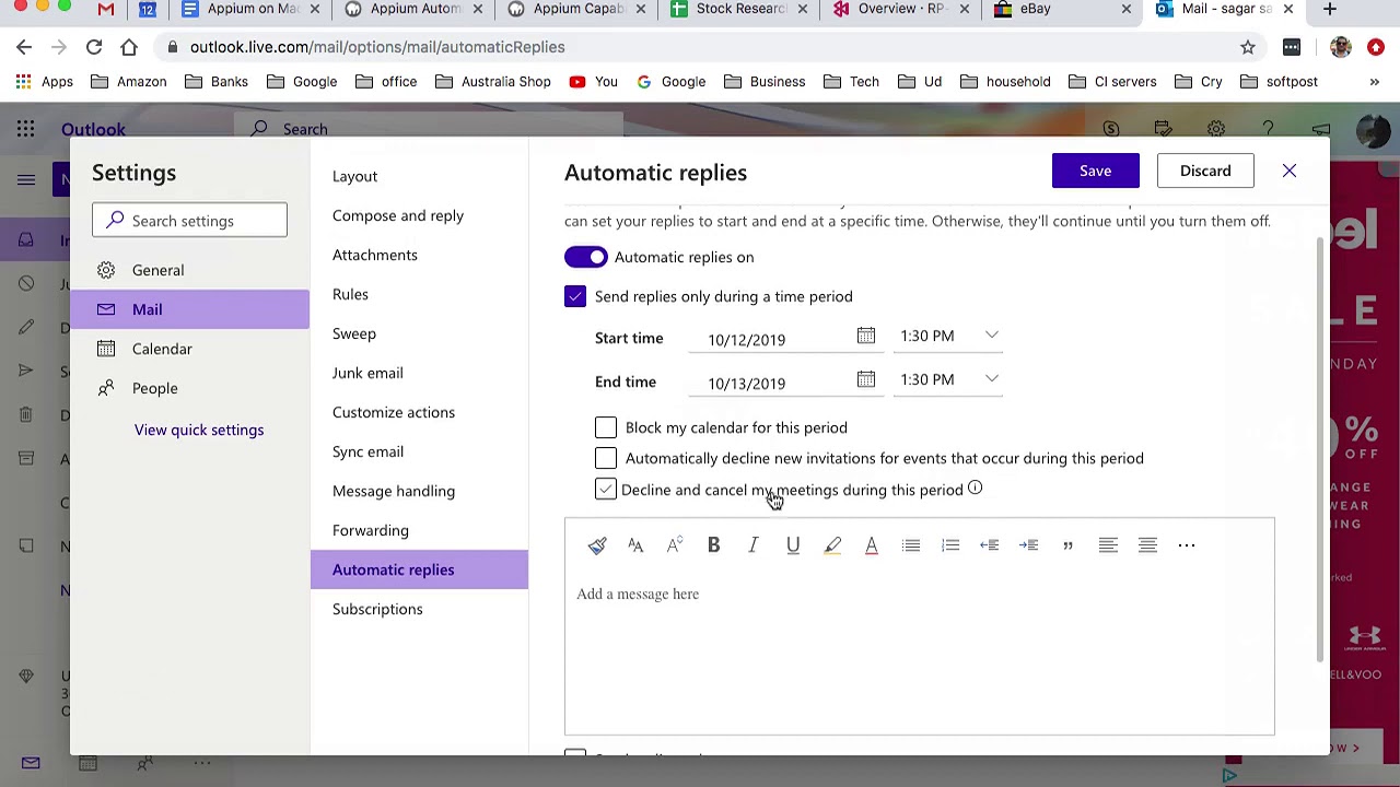 Automatic Replies In Microsoft Outlook 365 Cancel And Decline New