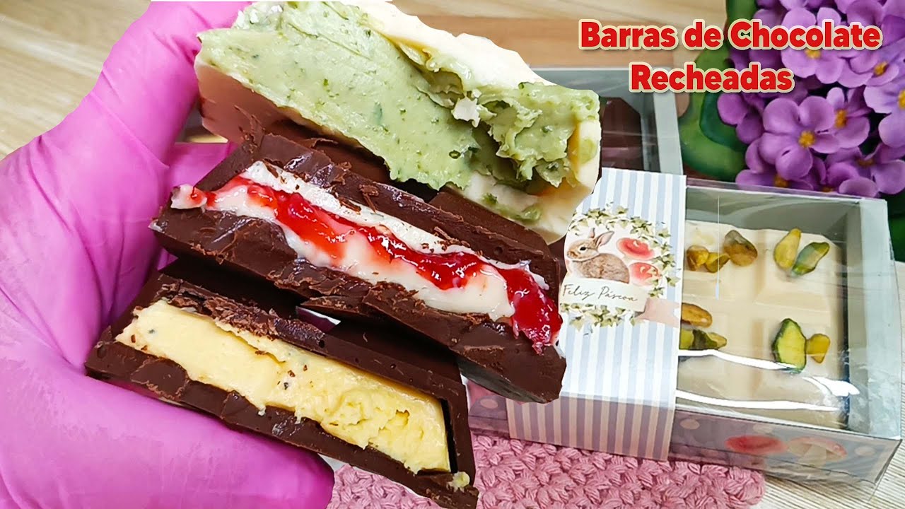 Faça suas próprias barras de chocolate recheadas!!!