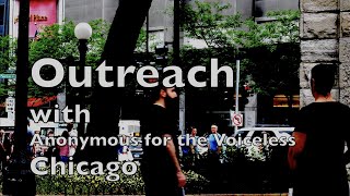 Vegan street outreach with Anonymous for the Voiceless (AV) Cube of Truth