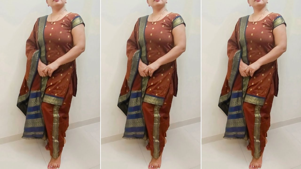 indian dress cutting and stitching/old saree reuse#kurtiset#reuse#viral#recycling#outfit #south