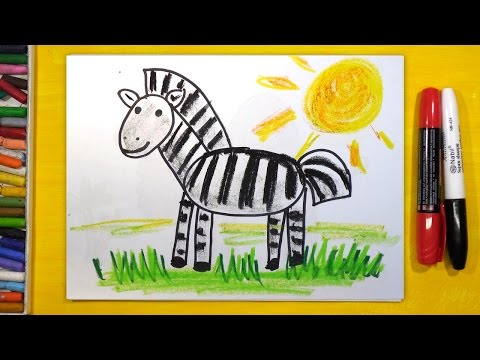 Как нарисовать Зебру, Урок рисования для детей от 3 лет