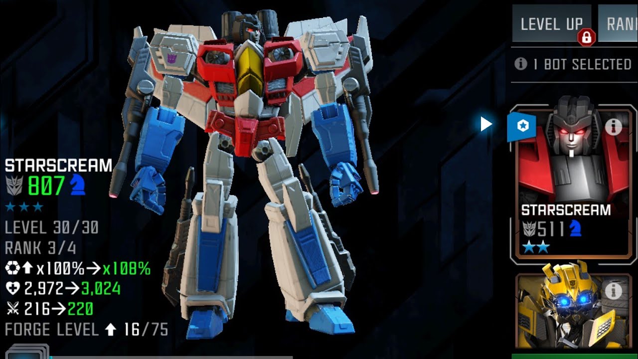 3* Starscream free!! Rank&Level up Transformers to fight YouTube