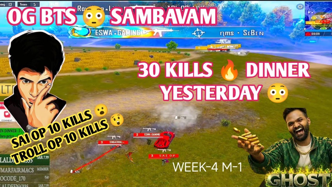 OG BTS 😳 SAMBAVAM 30 KILLS DINNER SAIOP TROLLOP 😳 10 10 KILLS🔥 WEEK-4 #bgmilive #madan #TN49YT #bgmi