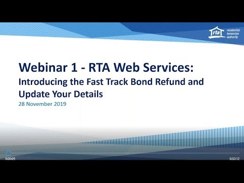 RTA Web Services - introducing fast track Bond Refund and Update Your Details