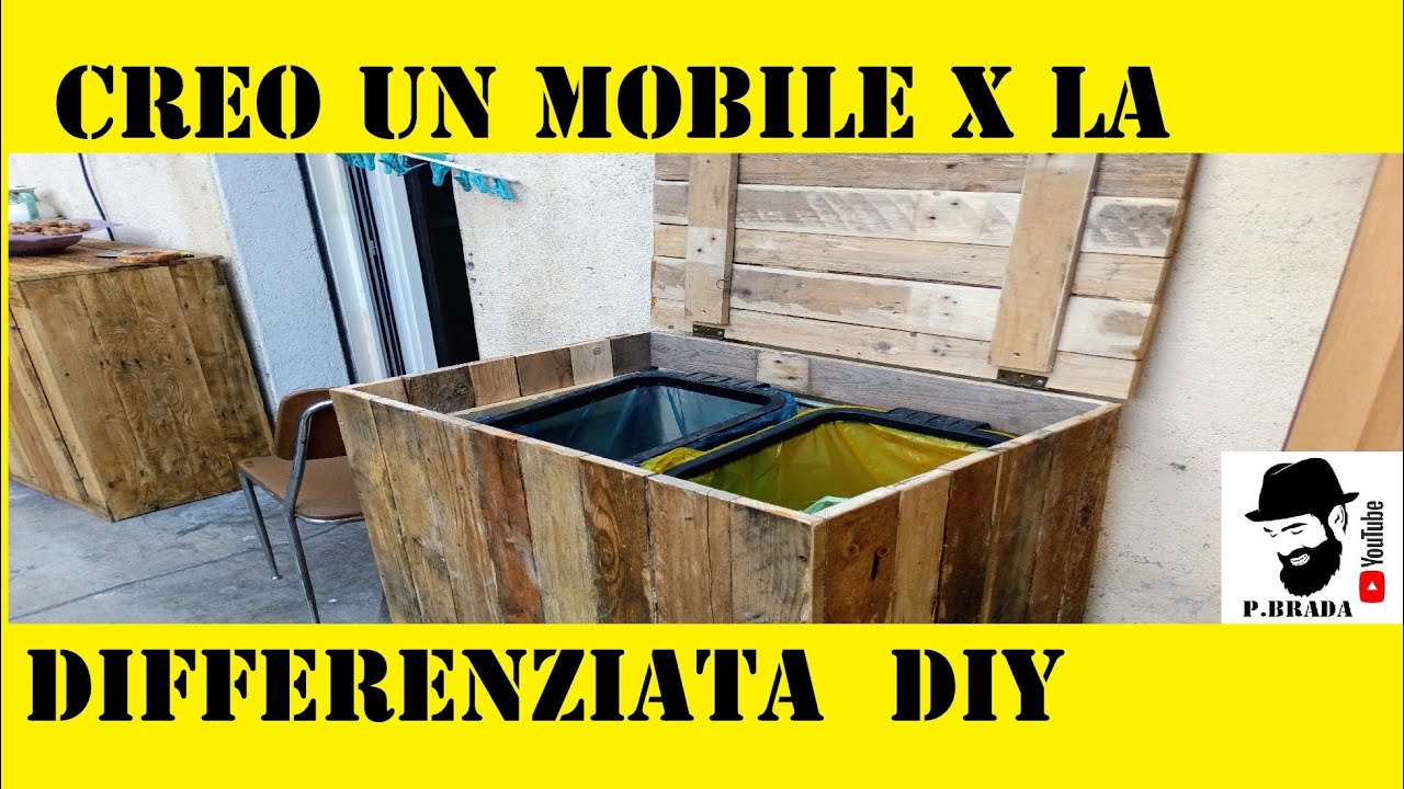 Mobile x la differenziata con legno di riciclo Fai da Te