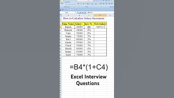 Excel Interview Questions| How to Calculate Salary Increment #excel #exceltips #exceltricks