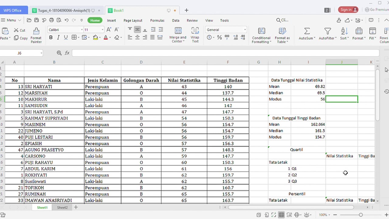Tugas Statistika Mean Median Modus Quartil Persentil Desil Youtube