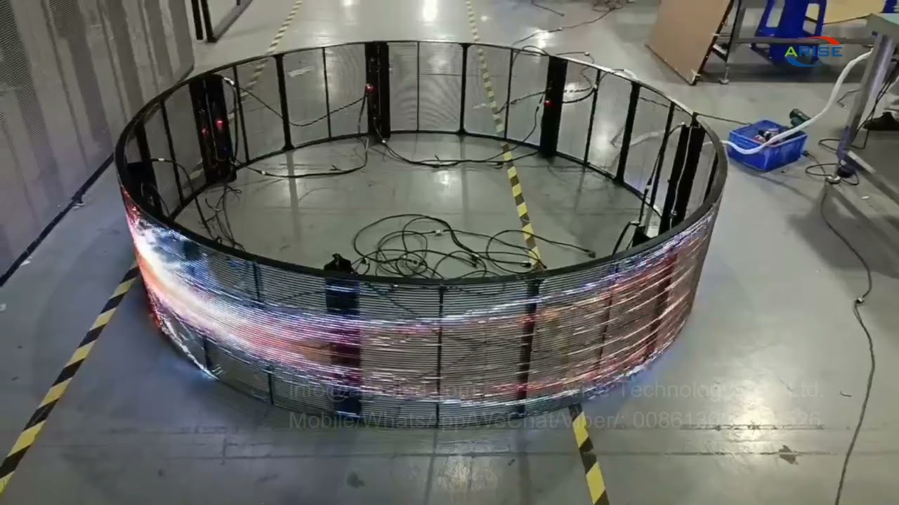 Cylindrical transparent LED display, with radian inner radian outer radian concave convex shape tran