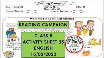 english class 8 activity sheet 25 | reading campaign worksheet |gatividhi patrak 25 kaksha 8 english