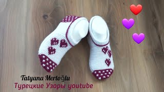 картинка: Вязаные следочки 💜❤️на 2х спицах👍