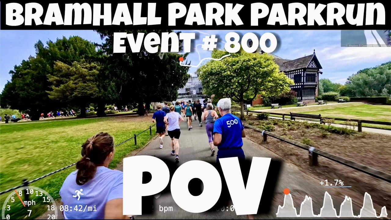 Bramhall Park Parkrun (Stockport) - Full Course POV With On Screen Stats - Event 