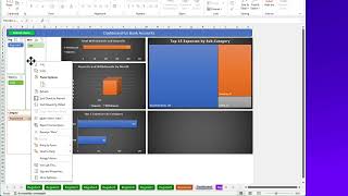 Excel Checkbook, Resizing the Dashboard Controls