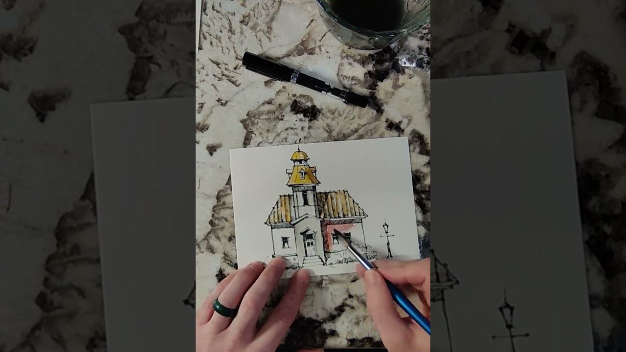 Sketch with ink and watercolor 