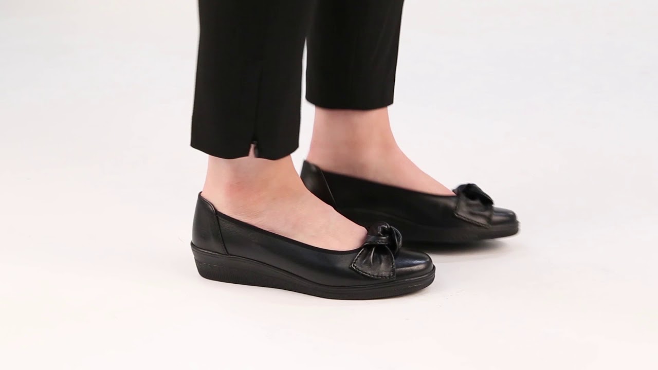 Gabor Lesely Black Leather Womens Casual Ballet Wedge Heel Shoes YouTube