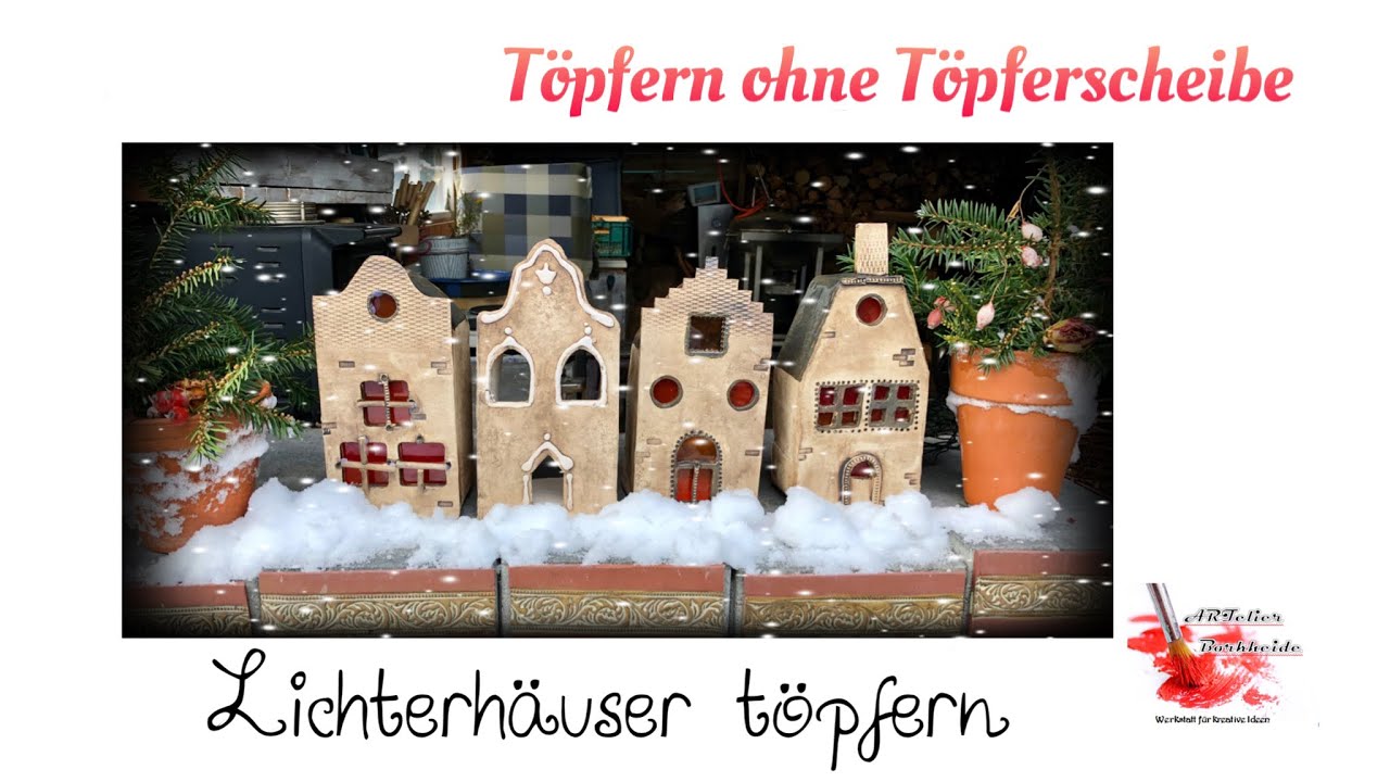 Lichterhäuser töpfern (#ceramic #pottery #clay  #töpfern #ohnetöpferscheibe #artist #weihnachten