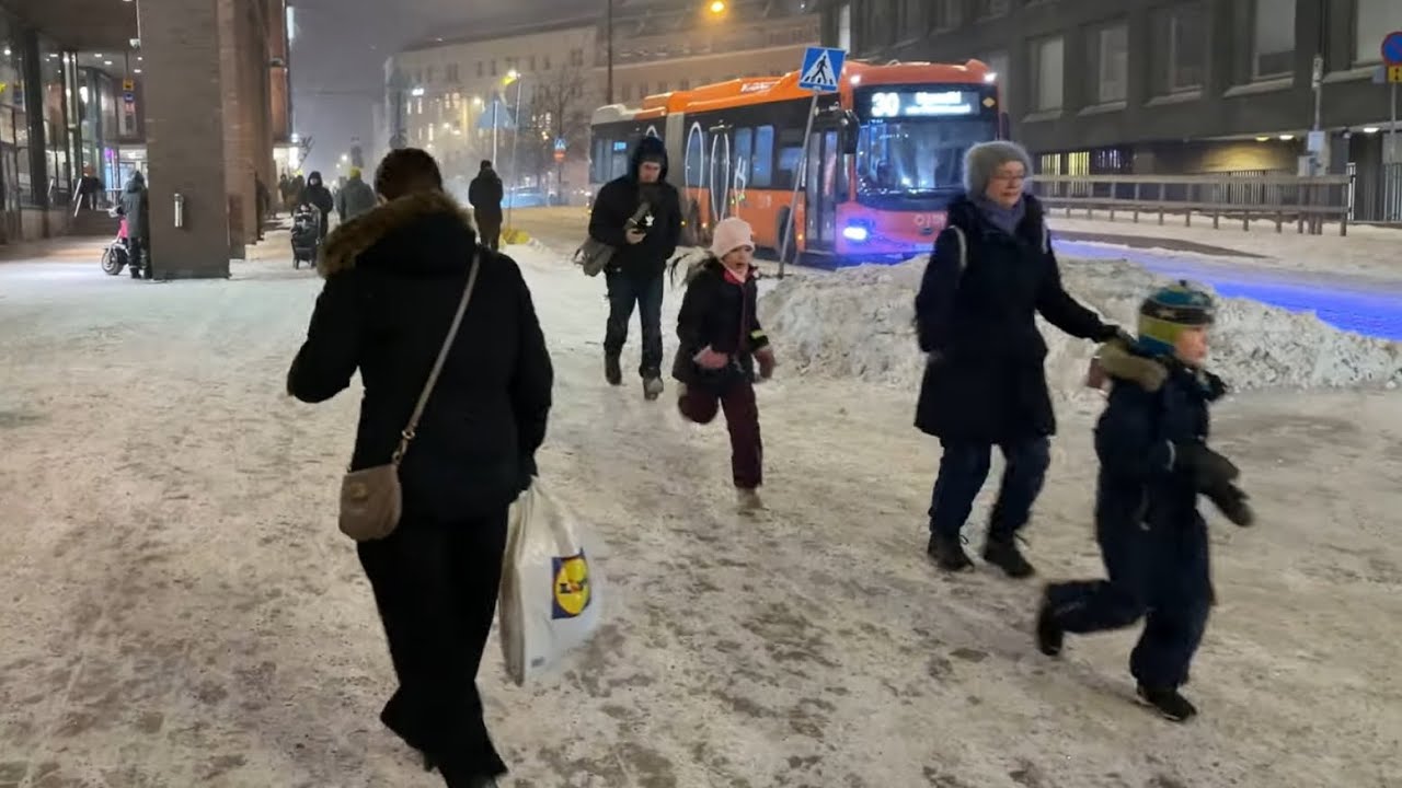 ❄️ Helsinki Snow Storm Walk 4K 🌙 Winter Magic in Finland | Slow TV Ambient Sounds (IPhone 17 Pro)