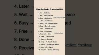 Short replies for professional life || English speaking daily|| smart English spoken