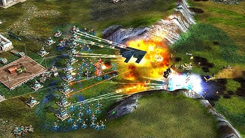 USA with Commader in Chief - 1 vs 7 Hard Army C&C Generals Zero Hour - Gameplay