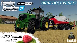 VYDĚLÁVÁM PENÍZE NA NOVOU FARMU | AGRO Maliník | Zielonka | Farming Simulator 22 CZ/SK #38
