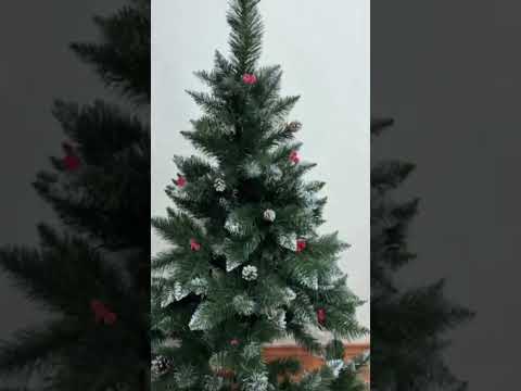 Новорічна ялина штучна з шишками та калиною. Висота 1,5 м, видео 1