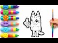 Bluey Coloring Drawing for Kids 💙 | Easy Art