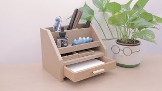 How to make a Desktop Organizer with ONLY cardboard! Let's upcycle!