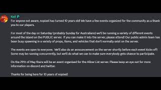 Koil makes Announcement on Nopixel's 10 Year Anniversary