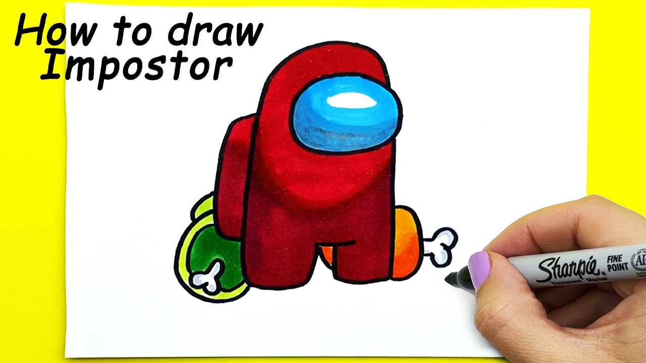 How to draw AMONG US Impostor | Among Us character drawing by Yulka Art ...