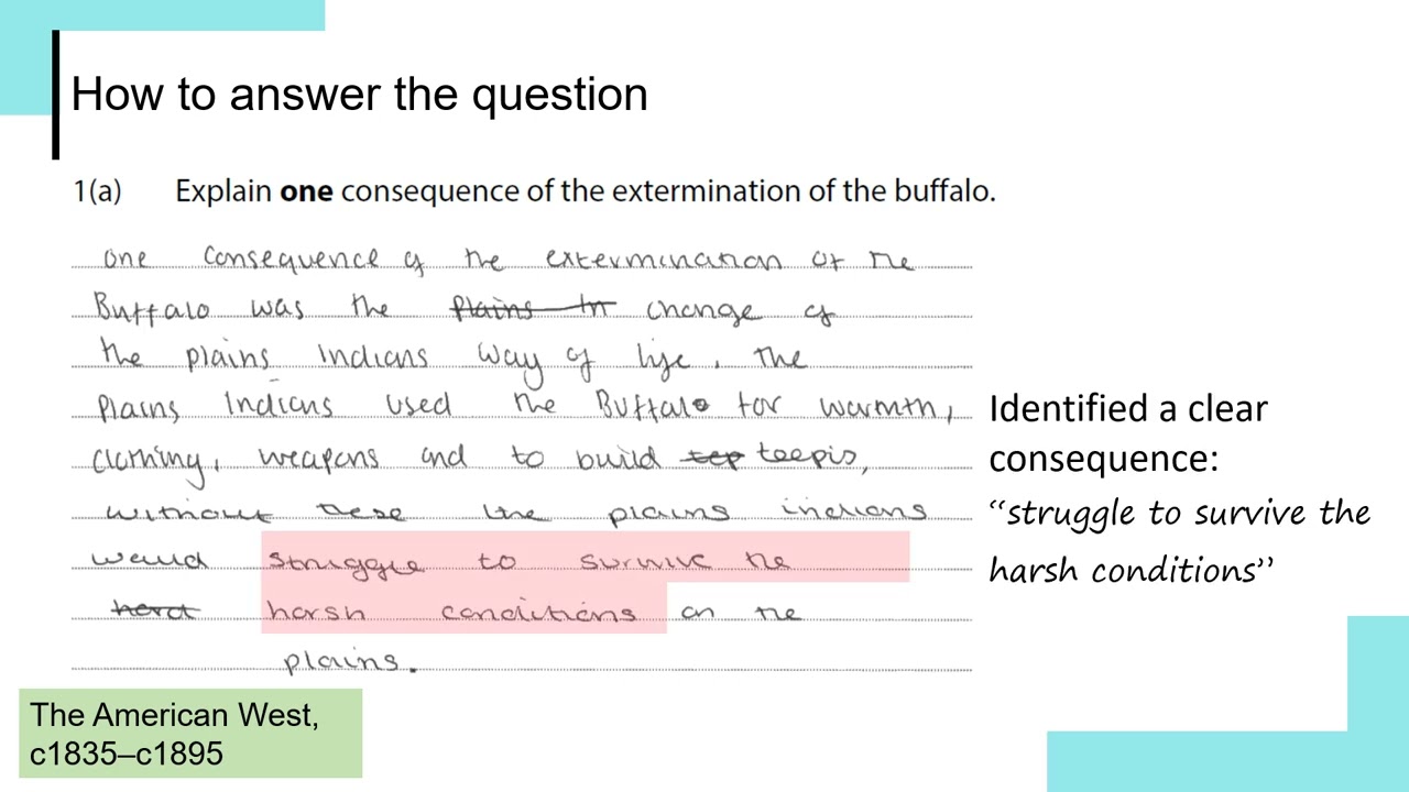 Edexcel GCSE History Student Walkthrough - Paper 2 Period Study Q1: Explain consequence