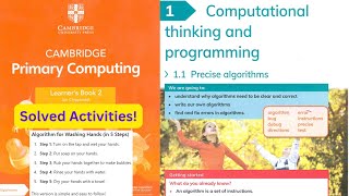 Cambridge Primary Computer book for Grade 2| Chapter 1 Precise Algorithm Profile
