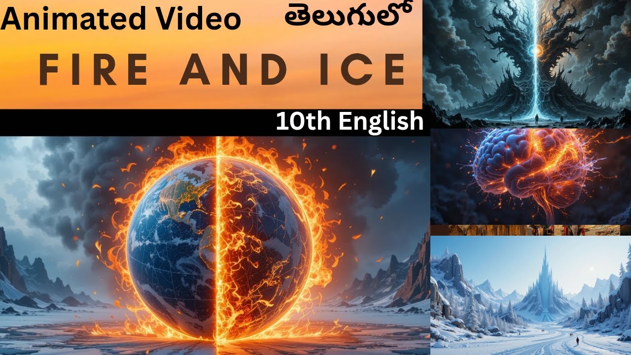️💐10th English CBSE Unit-1 Poem "Fire and Ice" Animated Video in telugu
