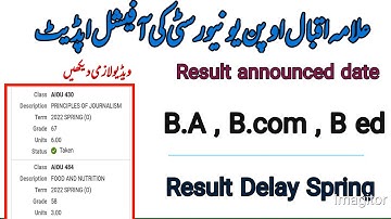 B.A , ADA , B.com result Update Official Notification Spring 2022 result