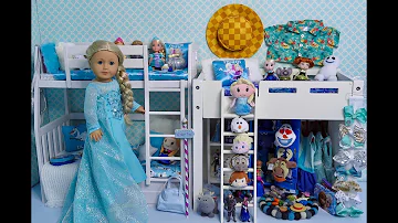 Baby Doll Bedroom for Disney Frozen Elsa with Closet Tour & Toys in Doll Room!