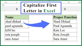 How to Capitalize the First Letter in Excel (PROPER Function Tutorial)