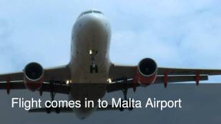 Flight comes in to land at Malta Airport