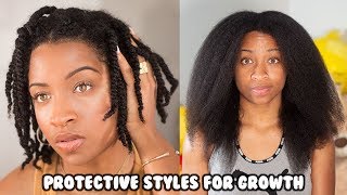 How I Used Protective Hairstyles To Grow My Short Natural Hair! | Type 4