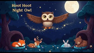 Hoot Hoot Night Owl 🦉 | Soothing Bedtime Song for Kids About Night Animals